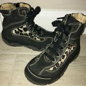 Naturino Falcotto Little Girl's Boot Size 24 Black Animal Print VGUC Size 8